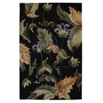 Nourison - Nourison Tropics 7'6" x 9'6" Black Contemporary Indoor Area Rug - This collection features imaginative tropical floral designs in a striking range of colors. Add drama and excitement with these beautiful hot-house interpretations. Heat up the surroundings and bring a touch of the tropics to any interior. 100% Wool. Hand Tufted.
