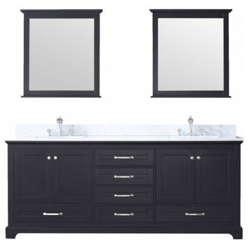 80 Inch Espresso Double Sink Bathroom Vanity with Sinks, Marble, Transitional