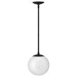 Hinkley - Warby 1-Light Pendant In Black With White Glass - Add a mid-century modern design pop to a multitude of spaces with Warby. Tailor Warby to your personal style by modifying the length of the stems, or choose to install sconces with the globe either up or down. Vintage style bulbs are recommended.  This light requires 1 , 100 Watt Bulbs (Not Included) UL Certified.