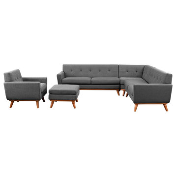 Modern Contemporary Urban Living 5-Piece Sectional Sofa, Gray Gray, Fabric