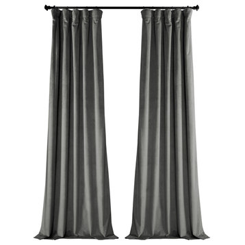 Heritage Plush Velvet Curtain Single Panel, Destiny Gray, 50"x96"