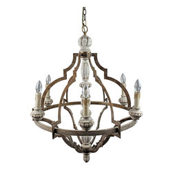 Vintage Pendant Light with 6 Candle Shape Lights - Chandeliers