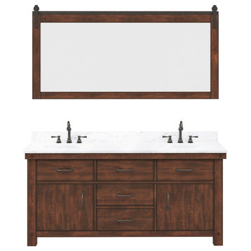 Aberdeen Carrara Marble Countertop Vanity with Large Barn Mirror & Faucet