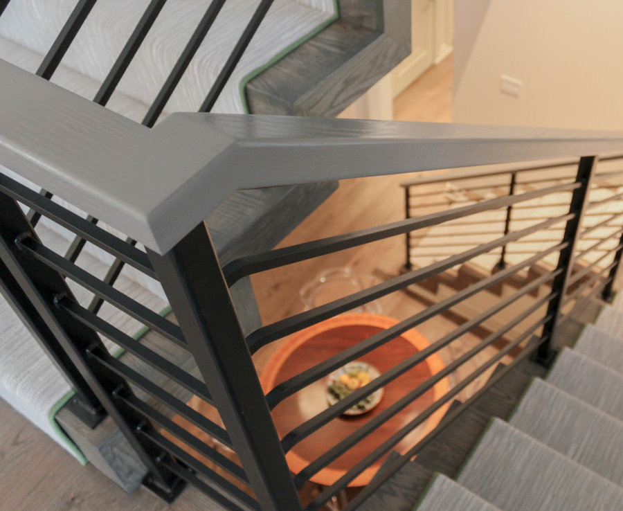 Dynamic and Open Wood and Metal Zig-Zag Staircase, Alexandria VA 22302