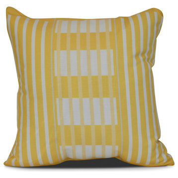 Beach Blanket, Stripe Print Pillow, Yellow, 18"x18"