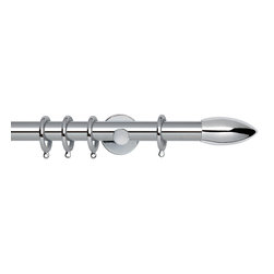 Chrome pole, with Bullet finial - Curtain Poles