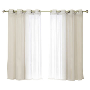 Colored Tulle Curtains, Gray, 63"