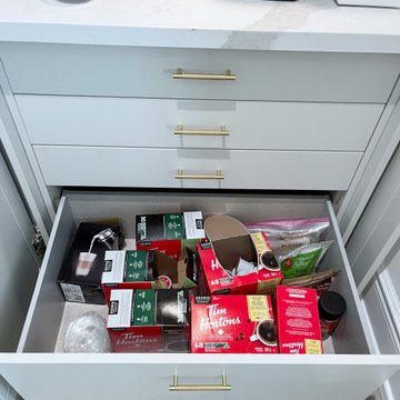 Before: Coffee Station Chaos – Too Many Boxes, Too Little Order