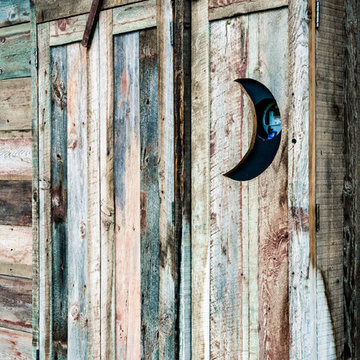 Weathered Grey, Brown, and Red Barn Siding