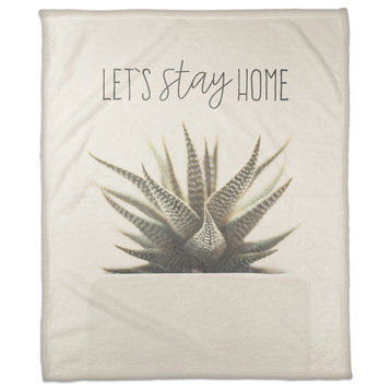 Let's Stay Home Aloe 50x60 Coral Fleece Blanket