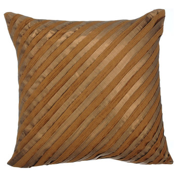 18"x18" Silk Gold Throw Pillows Cover For Couch, Unfolding Gold Copper