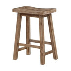 Sonoma Saddle Seat Counter Stool, Natural Wood
