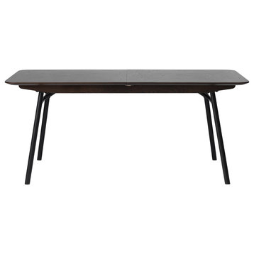 Modern Extendable Metal-Leg Dining Table, Black