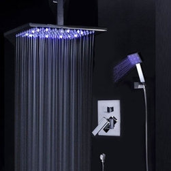 LED Rain Shower Head with Thermostatic Mixer - Showerheads And Body Sprays