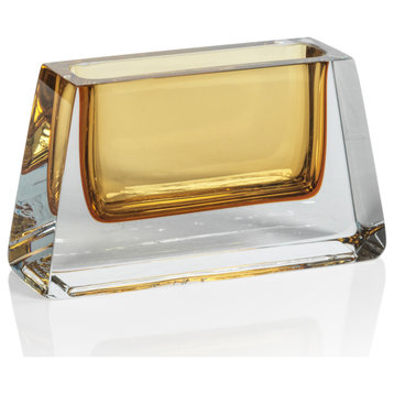 Carrara Polished Amber Glass Vase, 6"x2"x3"