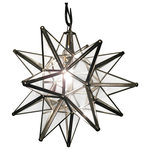Quintana Roo - Moravian Star Light, Clear Glass With Silver Trim, 15" Diameter, With Mount Kit - You will love these beautiful and elegant Glass Moravian Star Pendant Lights and the unique ambiance they create! They make an excellent focal point for any room.