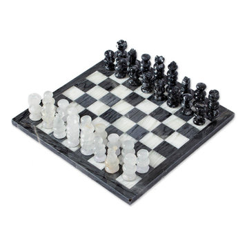 NOVICA Sophisticated Challenge And Marble And Onyx Chess Set