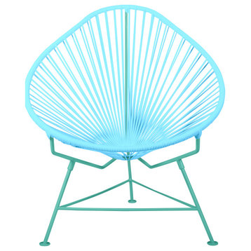 Acapulco Indoor/Outdoor Handmade Lounge Chair New Frame Colors, Blue Weave, Mint Frame