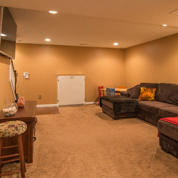 Finished basement with exercise area and small bath in Wexford, PA