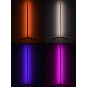 57" Height Matte Black Led Floor Lamp With Color Changing Options