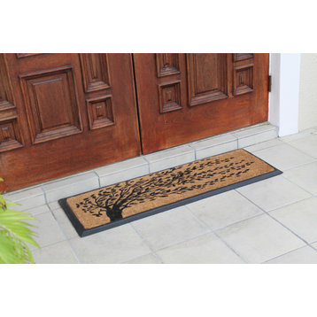 Rubber and Coir Molded 'Falling Leaves' Double Doormat 48"x18"