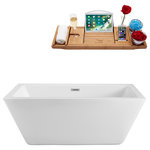Streamline - 70" Streamline N-321-70FSWH-FM Soaking Freestanding Tub With Internal Drain - Angled for added back support, this Streamline 70" deep soaking bathtub will add class and a hint of modern to your bathroom. It's white glossy exterior and unique shape will make this tub a focal point in your bathroom. It is also designed with an internal drain and can hold up to 79gallons of water. FREE Bamboo Bathtub Caddy Included in Purchase!