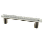 Glass Storm Studios - Gray Mist Handmade Glass, Long Pull - Textured, layered and glittering light gray glass. All our products are handmade to order.  Important: Do not use an electric drill or electric screwdriver.
