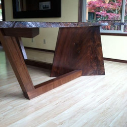 Natural Walnut Slab Dining Table Base - Table Tops And Bases