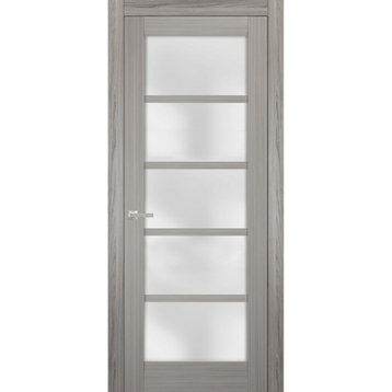 Solid French Door Frosted Glass 28 x 80, Quadro 4002 Grey Ash