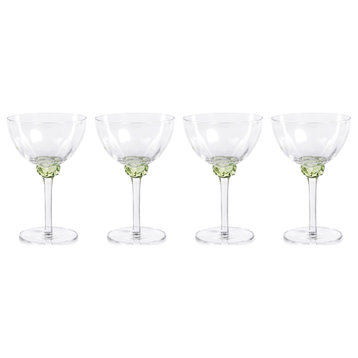 Cambrai 4-Piece Martini / Cocktail Optic Glass Set, Lime