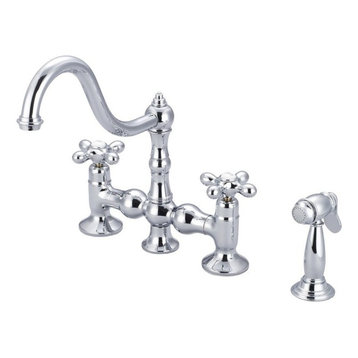 Bridge Style Kitchen Faucet With Side Spray To Match, Hand Polished, Richly Trip