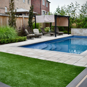 Aurora Fiberglass Pool Custom Composite Deck and Landscaping