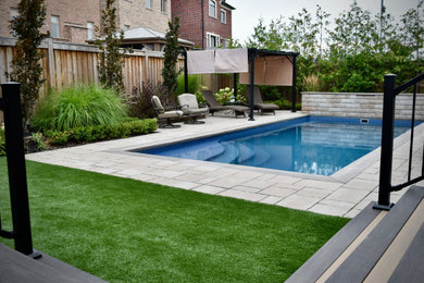 Aurora Fiberglass Pool Custom Composite Deck and Landscaping