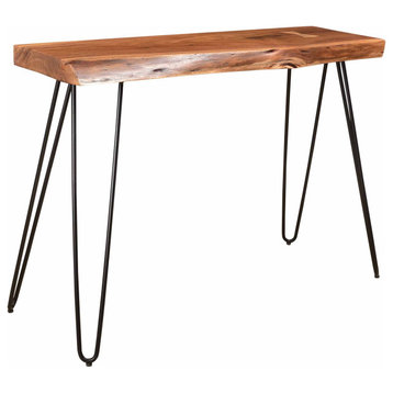 Rustic Modern Console Table, Hairpin Metal Legs & Acacia Wooden Top, Natural