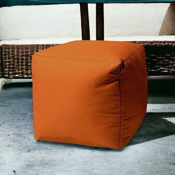 17" Cool Orange Solid Color Indoor Outdoor Pouf Cover