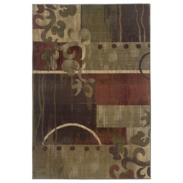 Generations 8007A Green/Red 8' Square Rug