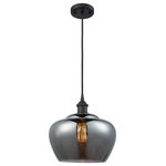 Innovations Lighting - Large Fenton 1-Light LED Mini Pendant, Matte Black, Glass: Plated Smoke - A truly dynamic fixture, the Ballston fits seamlessly amidst most decor styles. Its sleek design and vast offering of finishes and shade options makes the Ballston an easy choice for all homes.