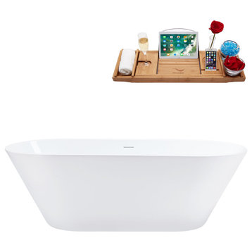 70" Streamline N3660CH Freestanding Tub and Tray With Internal Drain