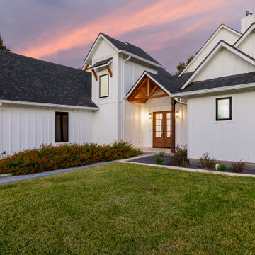 Modern Lakeside Farmhouse Side Facade with Entryway Details