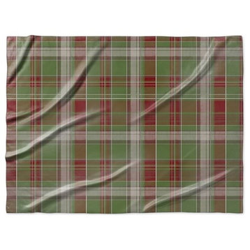 "Tartan Plaid in Green and Red" Sherpa Blanket 80"x60"