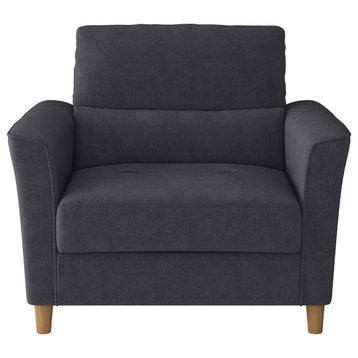 CorLiving Georgia Upholstered Accent Chair and a Half, Dark Gray