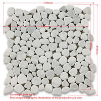 Carrara White Bardiglio Grey Marble Pebble Stone Nonslip Shower Tile, 1 sheet