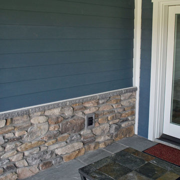 Contemporary Farmhouse Stone Wall Porch