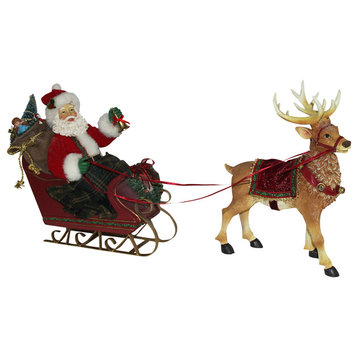 10" Santa in Sleigh With Deer