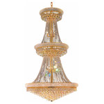 Elegant Lighting - Royal Cut Clear Crystal Primo 38-Light - 1800 Primo Collection Large Hanging Fixture D42in H72in Lt:38 Gold Finish (Royal Cut Crystals).  This classic elegant Empire series is flowing with symmetry creating a dramatic explosion of brilliance.  Primo is a dynamic collection of chandeliers that ad
