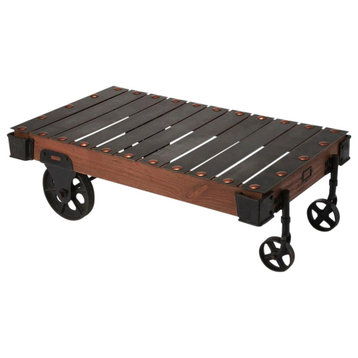 Cart Industrial Chic Distressed Iron Pine