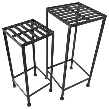 Iron Plant Stand, 2 Nested, Black, IRON PLANT STAND, 2 NESTED, BLACK"