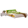 Modern Kermit Kids Twin Size Bed in Cream Yellow and Green Leather