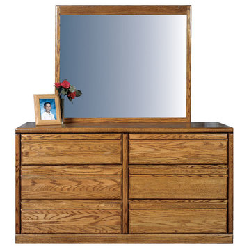 Bullnose Six Drawer Dresser, Chestnut Oak, 60w X 32h X 18d