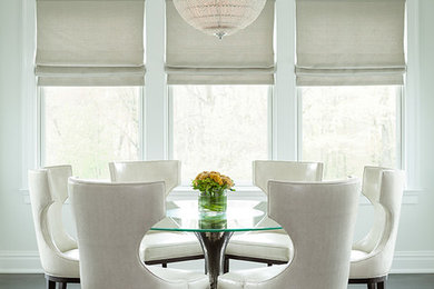 Great room - transitional black floor great room idea in New York